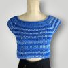 il_fullxfull.7667698896_qh58.jpg Crochet Simple Blue Crop Top, Handmade Summer Top, Lightweight Crochet Tee, Size S/M - Lina And Stitches
