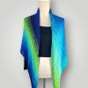 il_fullxfull.7667766304_mptm.jpg Aurora Borealis Knitted Shawl Scarf, Gradient Green Blue Wrap, Soft Acrylic Yarn - Lina And Stitches