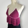 Handmade Crochet Babydoll Top, Halter Neck Summer Top, Adjustable Tie Back, Size M - Lina And Stitches