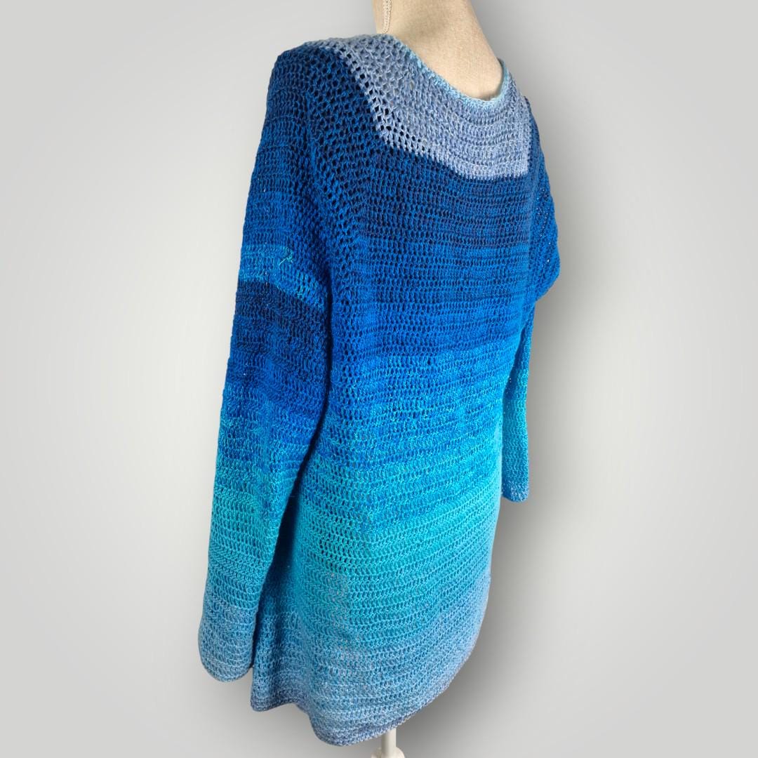 il_fullxfull.7667889996_eng7.jpg Blue Horizon Long Cardigan | Handmade Crochet Long Cardigan | Open Front Layer | Size L/XL - Lina And Stitches