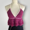 Handmade Crochet Babydoll Top, Halter Neck Summer Top, Adjustable Tie Back, Size M - Lina And Stitches