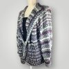 Chunky Knit Hooded Cardigan | Grey Purple White Camouflage Yarn | Cozy Open Front Cardigan - Lina And Stitches