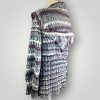 Chunky Knit Hooded Cardigan | Grey Purple White Camouflage Yarn | Cozy Open Front Cardigan - Lina And Stitches