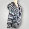 Chunky Knit Hooded Cardigan | Grey Purple White Camouflage Yarn | Cozy Open Front Cardigan - Lina And Stitches