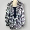 Chunky Knit Hooded Cardigan | Grey Purple White Camouflage Yarn | Cozy Open Front Cardigan - Lina And Stitches