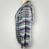 Chunky Knit Hooded Cardigan | Grey Purple White Camouflage Yarn | Cozy Open Front Cardigan - Lina And Stitches