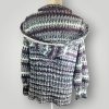 Chunky Knit Hooded Cardigan | Grey Purple White Camouflage Yarn | Cozy Open Front Cardigan - Lina And Stitches