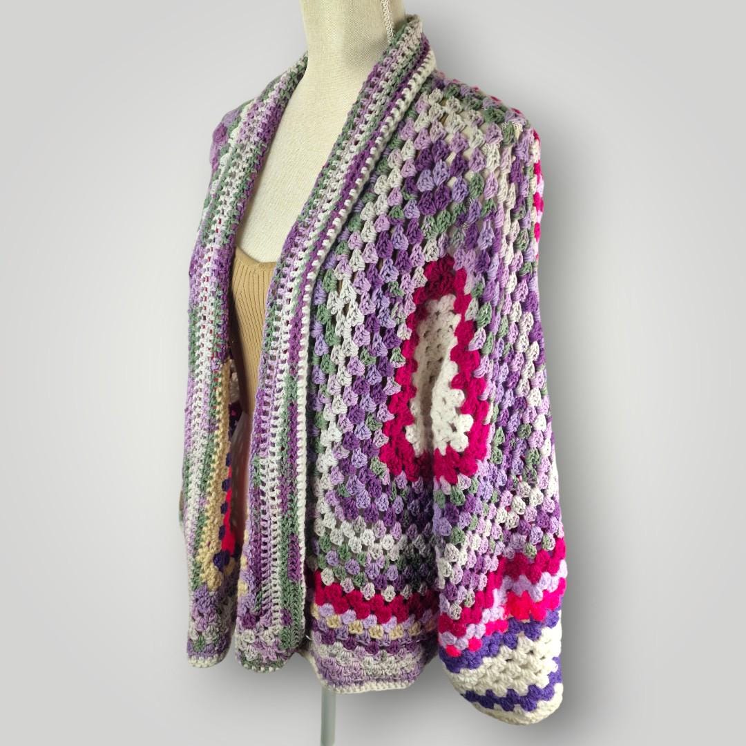 il_fullxfull.7758703580_sbwr.jpg Colorful Crochet Cardigan| Colorful Granny Style Cardigan - Lina And Stitches