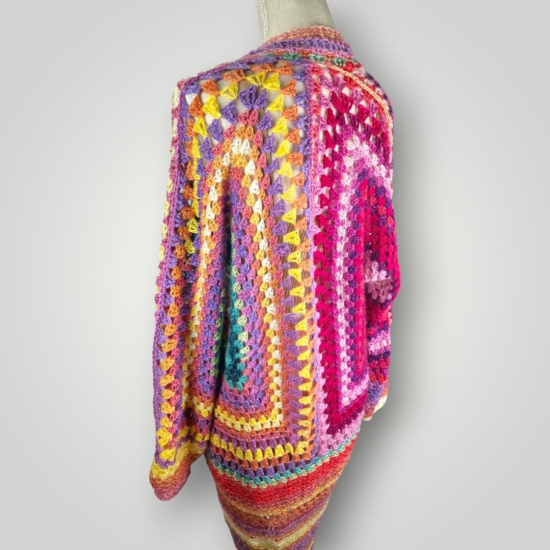 il_fullxfull.7758723320_ragz.jpg Colorwave Hexagon Crochet Cardigan | Handmade Long Cardigan | Oversized Fit - Lina And Stitches