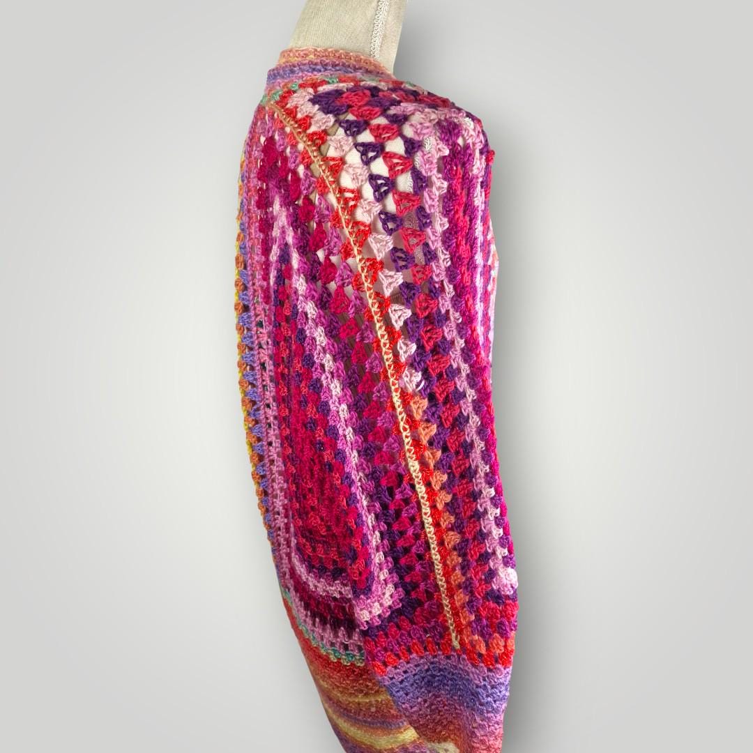 il_fullxfull.7758723328_icyk.jpg Colorwave Hexagon Crochet Cardigan | Handmade Long Cardigan | Oversized Fit - Lina And Stitches