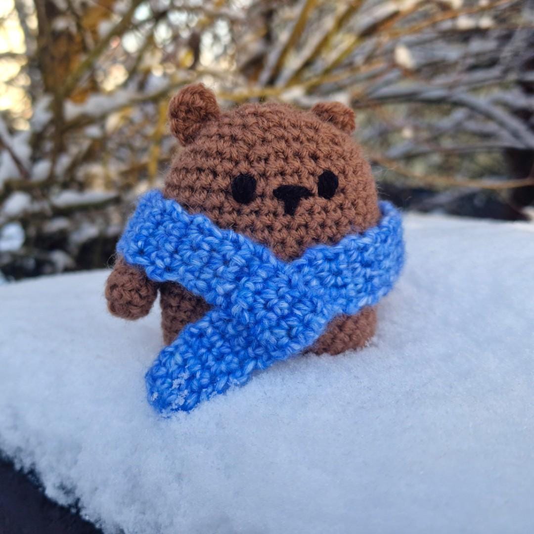 il_fullxfull.7758737194_h15v.jpg Crochet Winter Bear Amigurumi with Scarf, Custom Color Bear Plush, Handmade Mini Teddy Gift, Pocket Buddy - Lina And Stitches