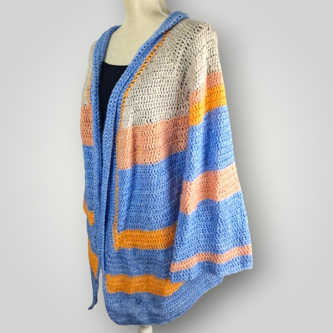 il_fullxfull.7758758428_9eq2.jpg Crochet Wave Cardigan | Handmade Crochet Cardigan | Textured Wave Stitch | Size L - Lina And Stitches