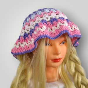 il_fullxfull.7758825108_d2qd.jpg Crochet Bucket Hat | Handmade Cotton Summer Hat | Kelp Pattern | Pastel Color Mix - Lina And Stitches