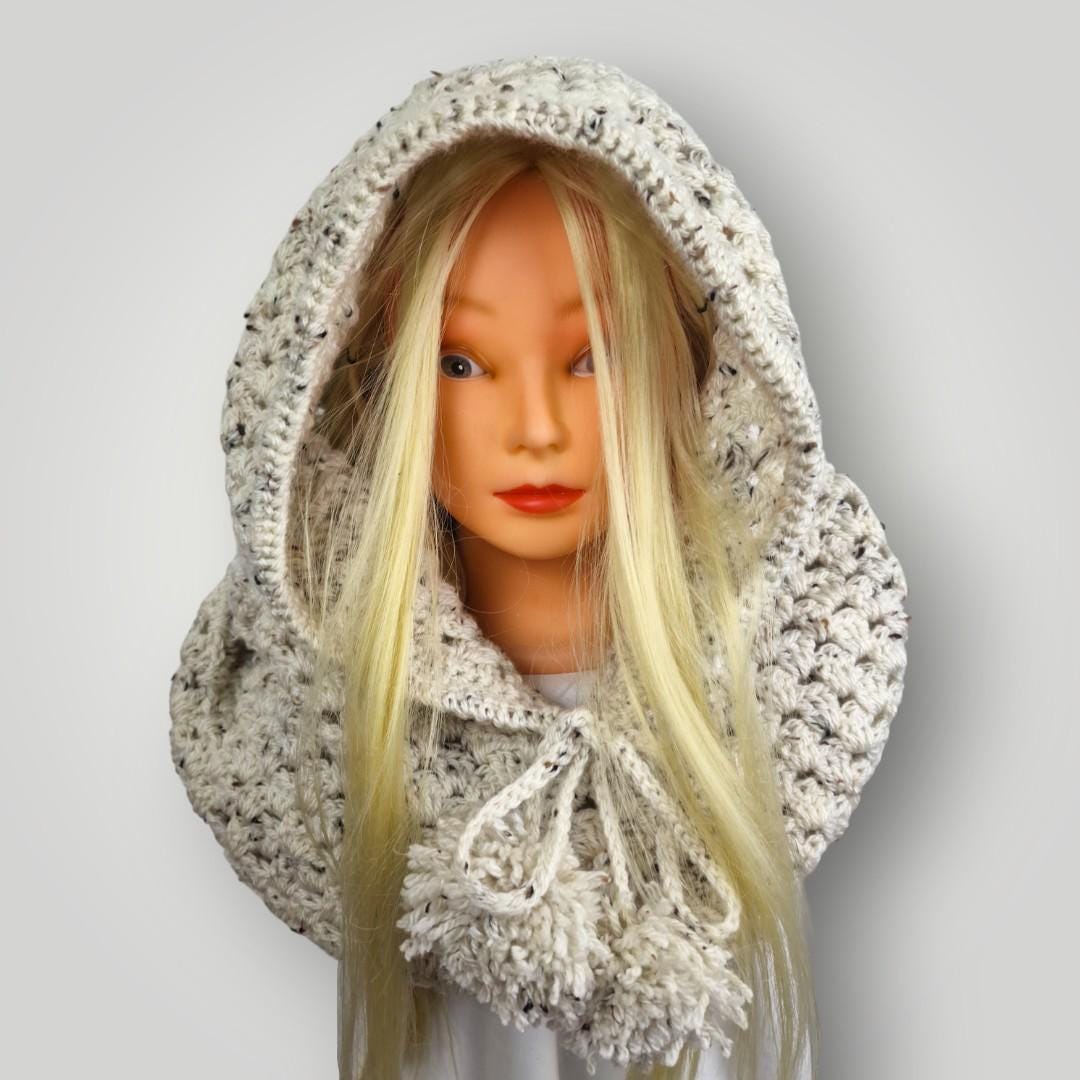 il_fullxfull.7758841670_79ti.jpg Handmade Crochet Hooded Cowl | Into The Woods Cowl | Cozy Chunky Neck Warmer | One Size - Lina And Stitches