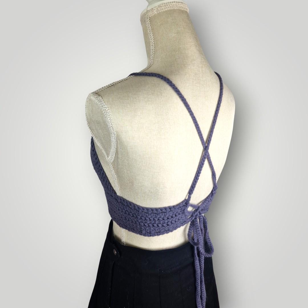 Crochet Bralette Top | Handmade “The Lilly” Top | Adjustable Lace-Up Band | Tie Strap (Neck & Back) - Lina And Stitches