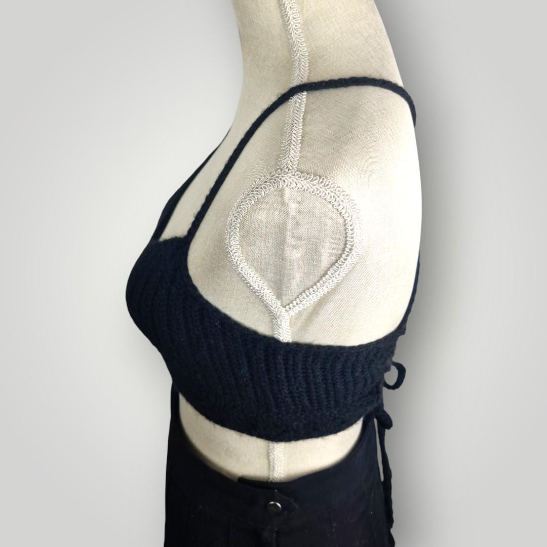 il_fullxfull.7758852716_8viy.jpg Handmade Crochet Halter Top with Cut-Out | Lace-Up Back | Size S/M | C/B Cup - Lina And Stitches