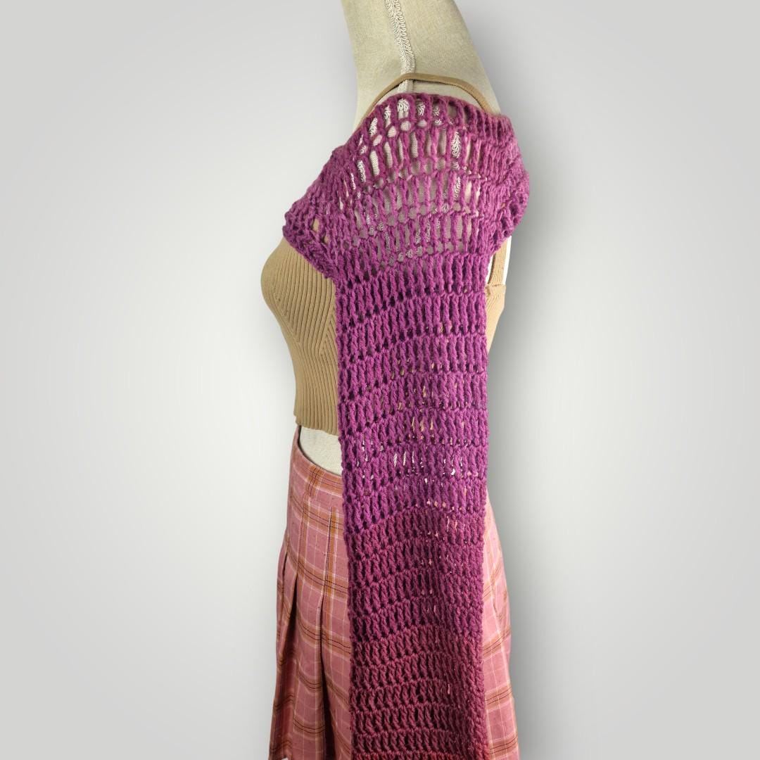 Handmade Crochet Bolero Shrug (S-M) – Openwork Mesh, Long Sleeve Cover Up - Lina And Stitches