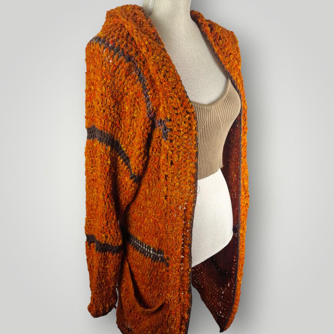 il_fullxfull.7758895944_4dfr.jpg Hooded Crochet Cardigan | Handmade Long Hooded Cardigan | Cozy Oversized Layer | Size L/XL - Lina And Stitches