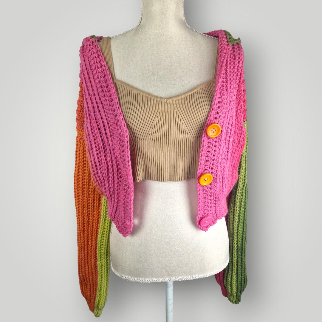 il_fullxfull.7758913024_eaii.jpg Cozy Bloom Crochet Cardigan | Handmade Hooded Crochet Cardigan | Color Gradient Yarn | Size S - Lina And Stitches