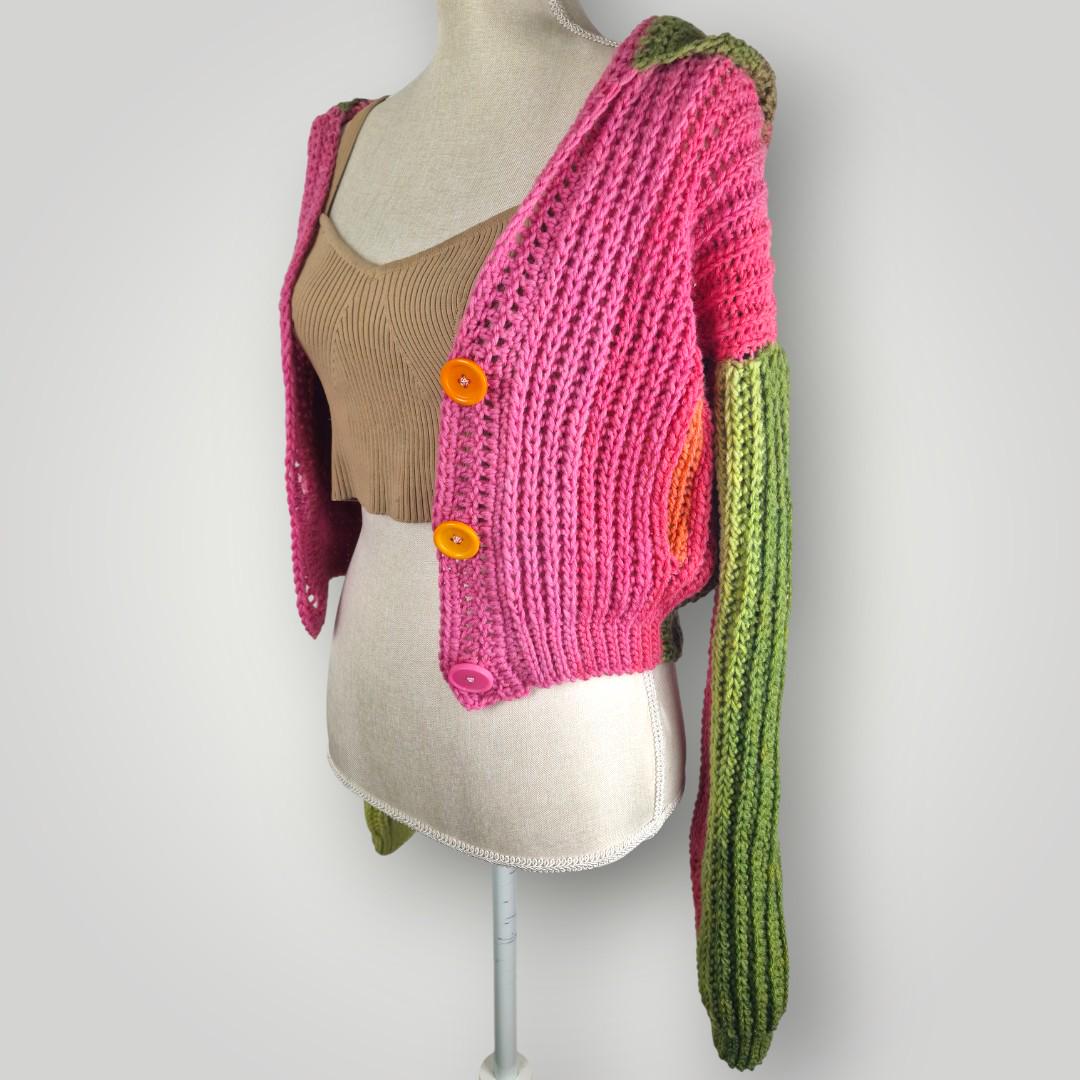 il_fullxfull.7758913030_do8k.jpg Cozy Bloom Crochet Cardigan | Handmade Hooded Crochet Cardigan | Color Gradient Yarn | Size S - Lina And Stitches