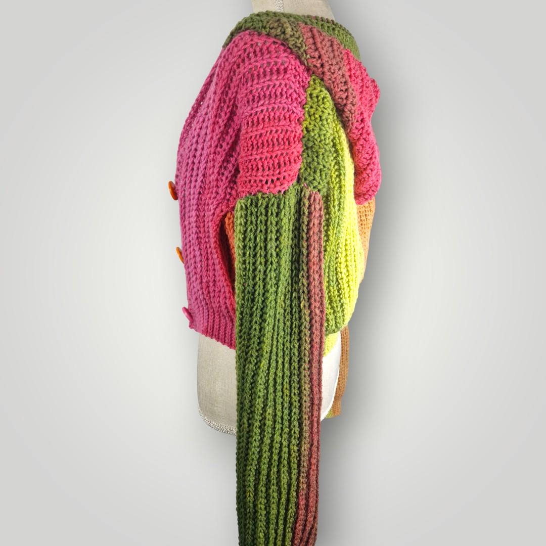 il_fullxfull.7758913050_ddsi.jpg Cozy Bloom Crochet Cardigan | Handmade Hooded Crochet Cardigan | Color Gradient Yarn | Size S - Lina And Stitches