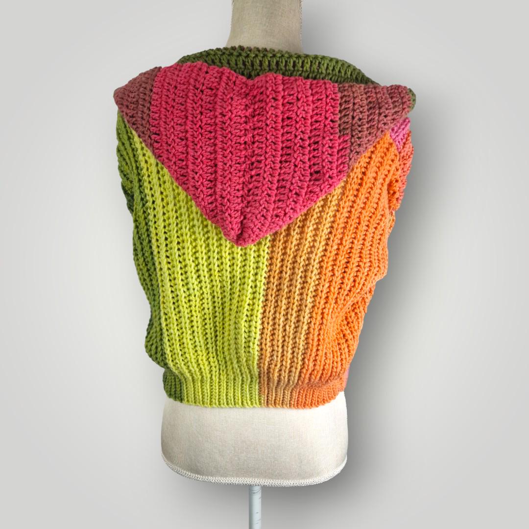 il_fullxfull.7758913058_ffxr.jpg Cozy Bloom Crochet Cardigan | Handmade Hooded Crochet Cardigan | Color Gradient Yarn | Size S - Lina And Stitches