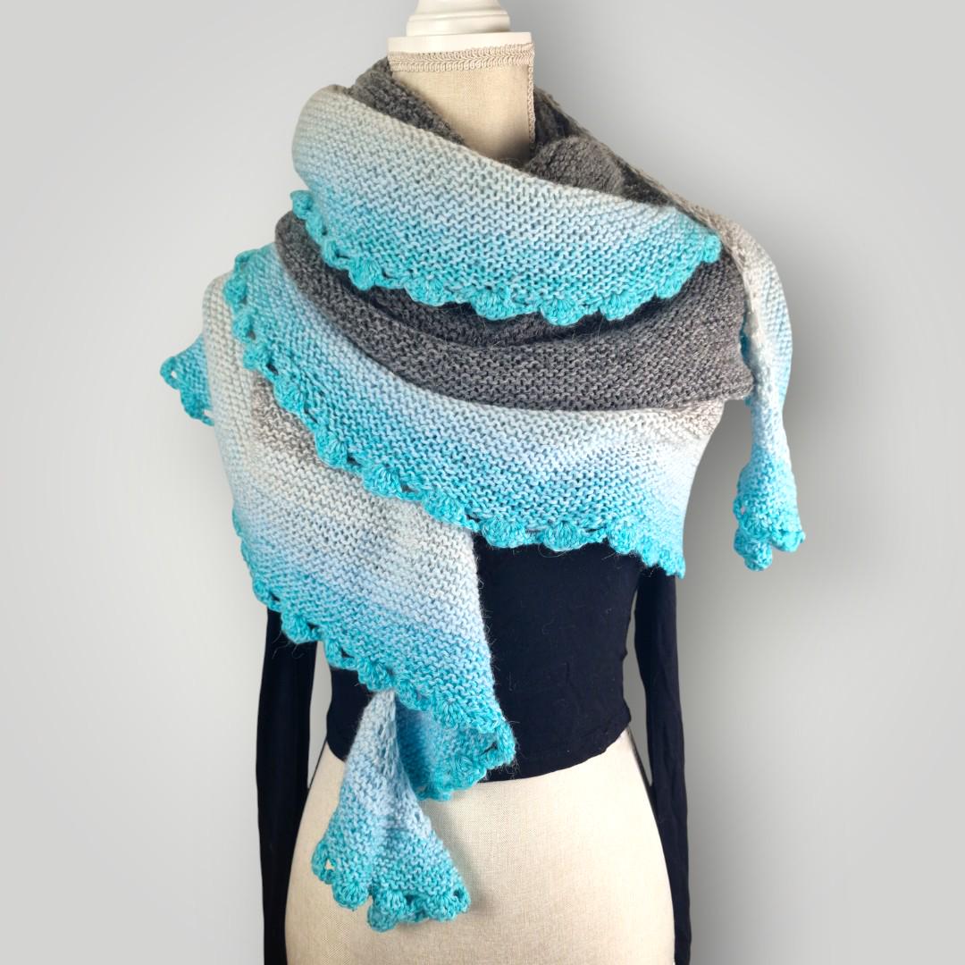 il_fullxfull.7758933340_hlgd.jpg Mountain Sky Dragon Scarf, Hand Knitted Long Wrap Scarf, Soft Gradient Knit, Light Blue White Grey - Lina And Stitches