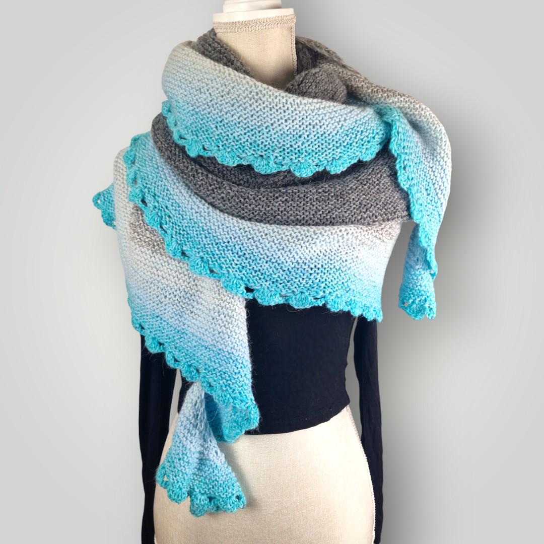 il_fullxfull.7758933346_g0ka.jpg Mountain Sky Dragon Scarf, Hand Knitted Long Wrap Scarf, Soft Gradient Knit, Light Blue White Grey - Lina And Stitches
