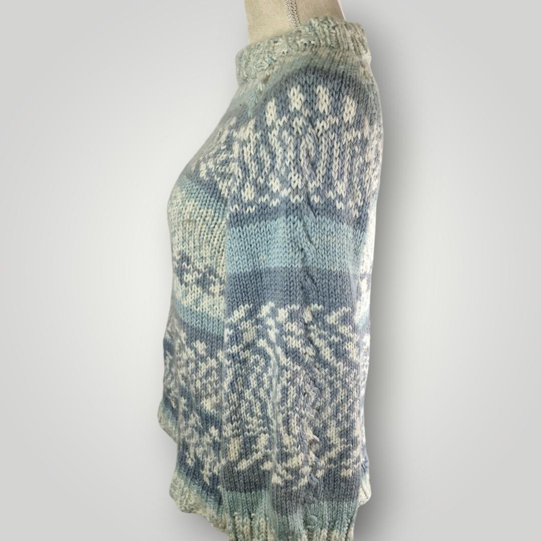 Nordic Frost Knit Sweater | Handmade Knitted Sweater | Nordic Pattern Pullover | Size L - Lina And Stitches