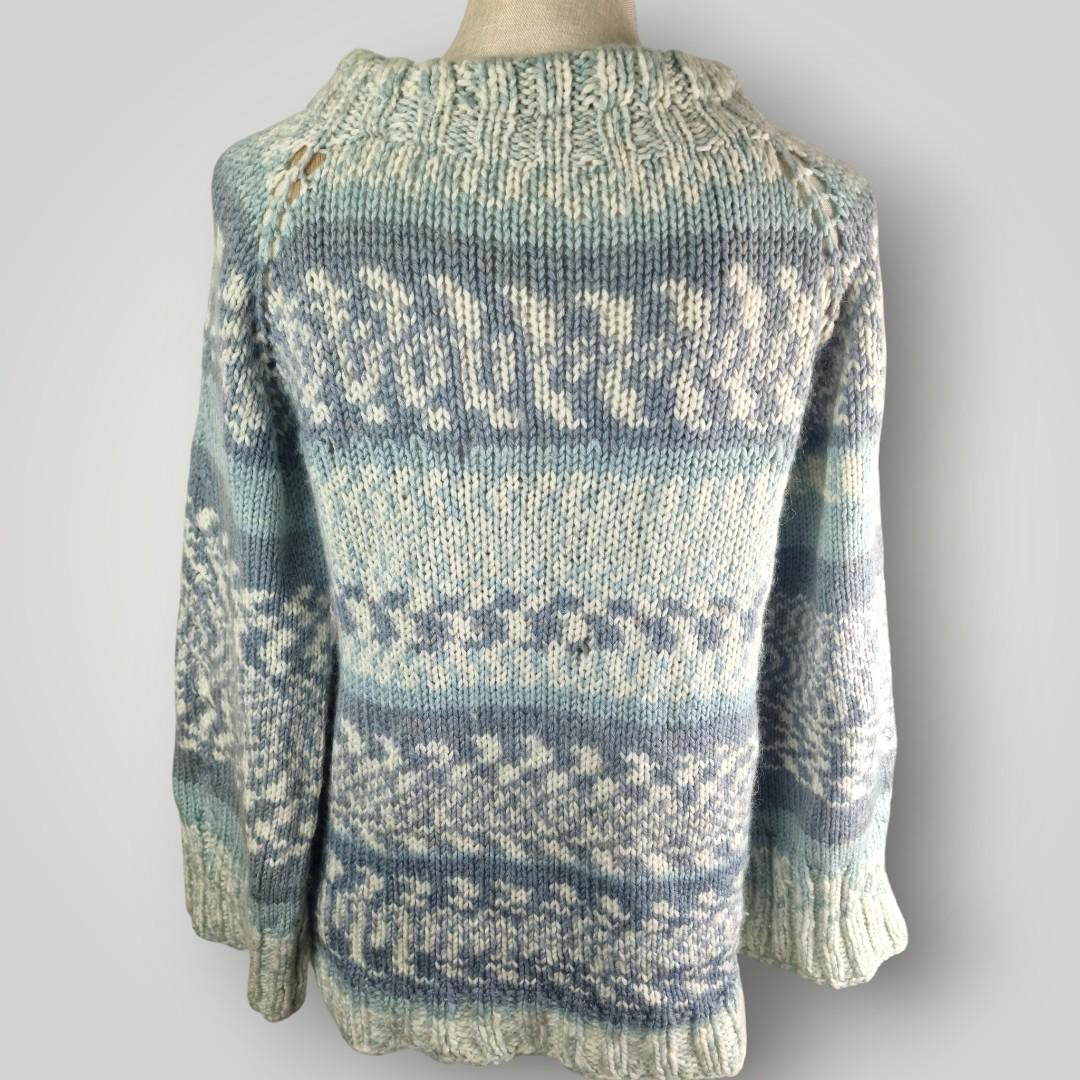 Nordic Frost Knit Sweater | Handmade Knitted Sweater | Nordic Pattern Pullover | Size L - Lina And Stitches