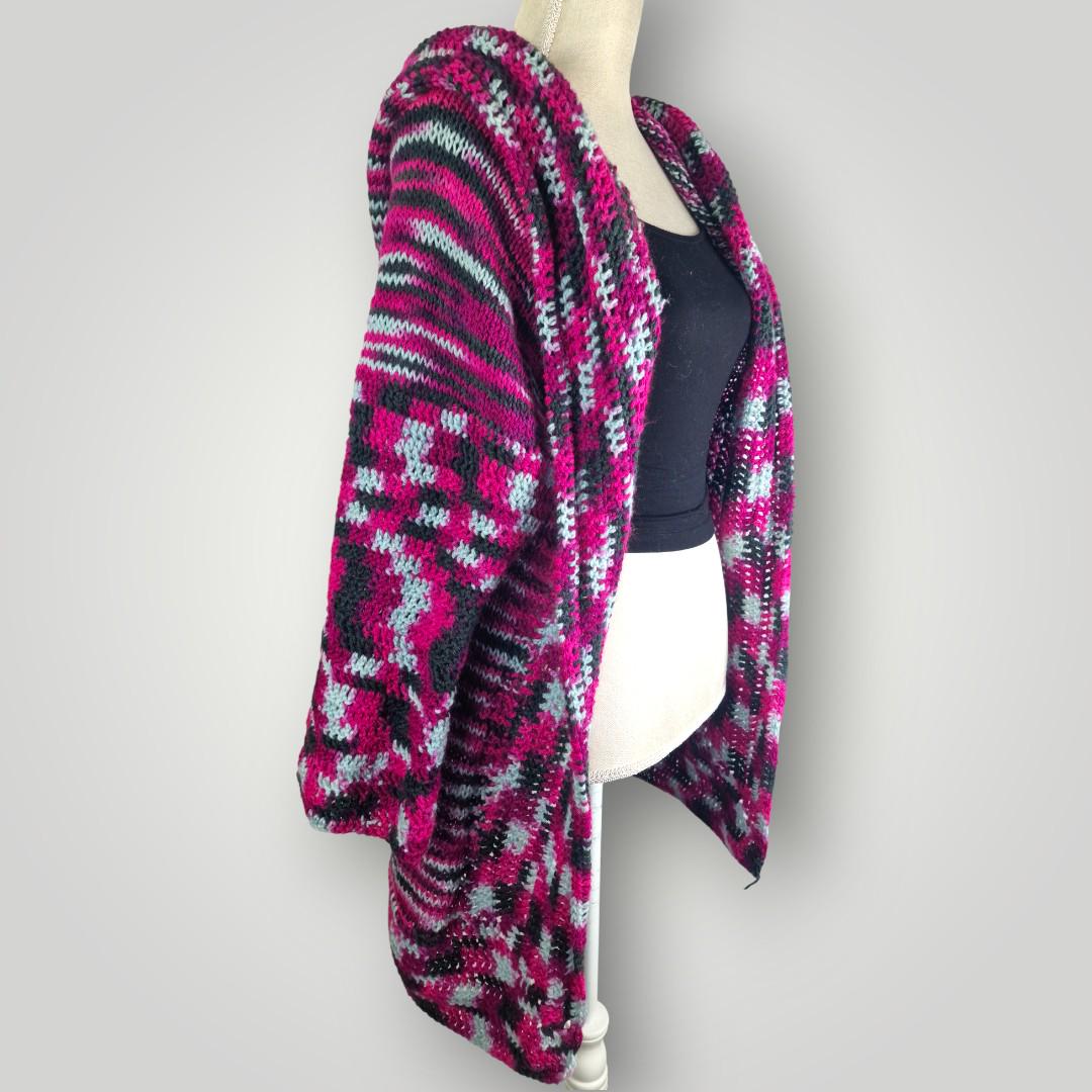 il_fullxfull.7758970276_k36g.jpg Pink Ombre Crochet Hoodie | Handmade Long Hoodie Cardigan | Neon Pink Gray Black - Lina And Stitches