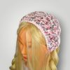 Rose Garden Crochet Bandana, Handmade Tie Head Scarf, Soft Pastel Acrylic Yarn, Spring Hair Accessory - Lina And Stitches