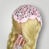 Rose Garden Crochet Bandana, Handmade Tie Head Scarf, Soft Pastel Acrylic Yarn, Spring Hair Accessory - Lina And Stitches