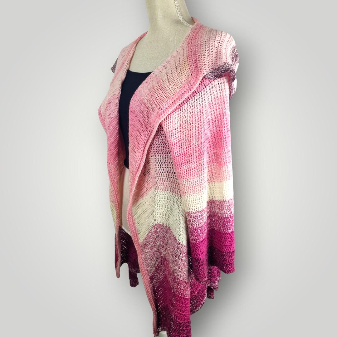 il_fullxfull.7759032414_nhaw.jpg Handmade Crochet Roselight Cardigan | Long Open Front Cardigan | Soft Gradient Yarn | Size L - Lina And Stitches