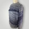 Handmade Asymmetrical Crochet Sweater | Sensum Sweater | Chunky Texture Knit Look | Gray Gradient | S/M - Lina And Stitches