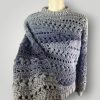 Handmade Asymmetrical Crochet Sweater | Sensum Sweater | Chunky Texture Knit Look | Gray Gradient | S/M - Lina And Stitches