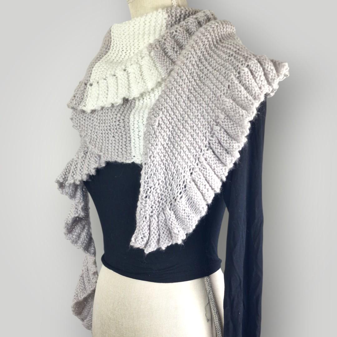 The Simple Grey Scarf, Handmade Knit Scarf, Extra Long Cozy Wrap - Lina And Stitches