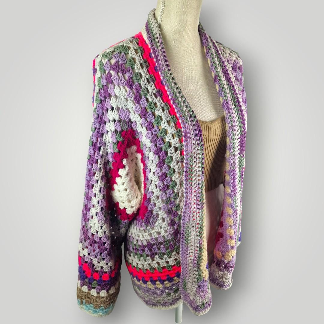 il_fullxfull.7806650301_4x08.jpg Colorful Crochet Cardigan| Colorful Granny Style Cardigan - Lina And Stitches