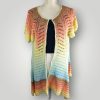 Crochet Chevron Lace Cardigan | Handmade Lightweight | Short Sleeve Open Front | Size L - Lina And Stitches