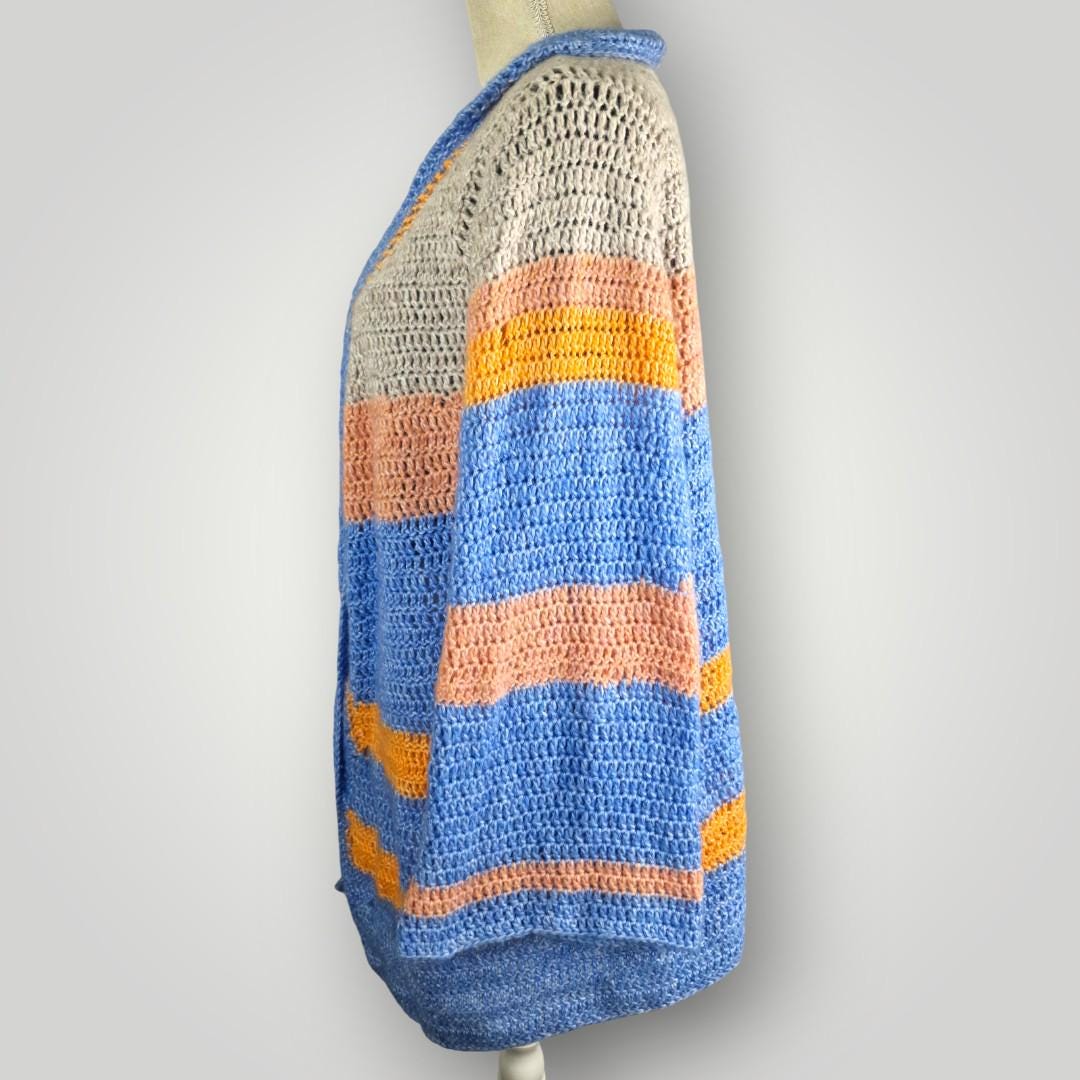 il_fullxfull.7806705659_i63y.jpg Crochet Wave Cardigan | Handmade Crochet Cardigan | Textured Wave Stitch | Size L - Lina And Stitches