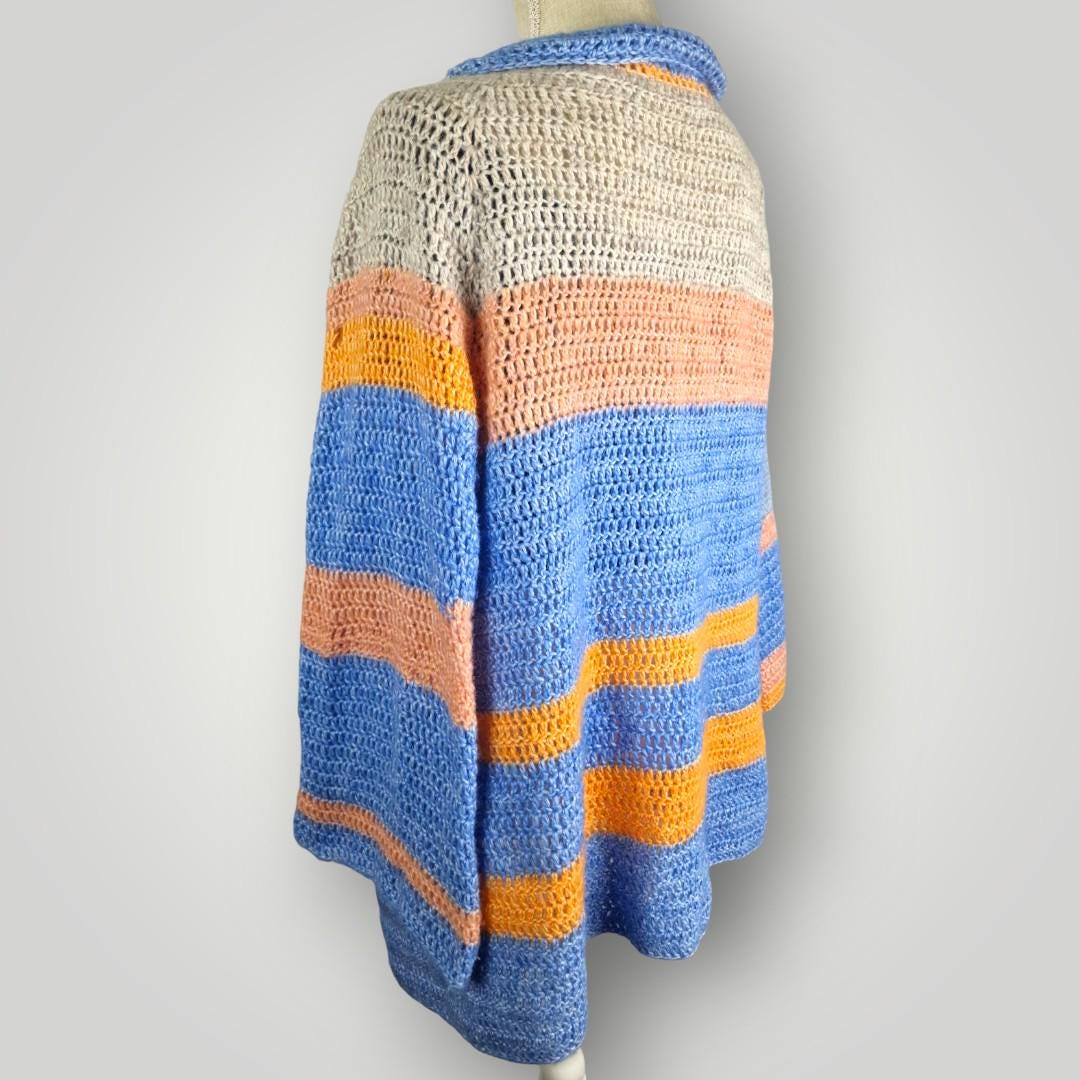 il_fullxfull.7806705673_rv0i.jpg Crochet Wave Cardigan | Handmade Crochet Cardigan | Textured Wave Stitch | Size L - Lina And Stitches