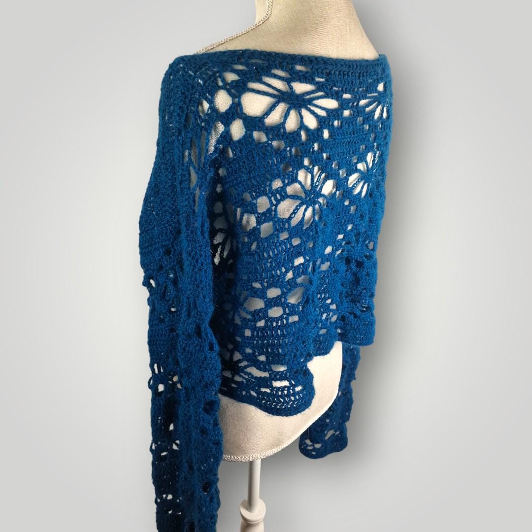 Handmade Floral Lace Crochet Sweater | Airy Spring Fall Top | Lightweight Merino Blend - Lina And Stitches