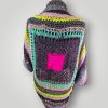 Handmade Granny Square Crochet Cocoon Cardigan, Oversized Wrap, Colorful Scrap Yarn Cardigan - Lina And Stitches