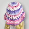 Crochet Bucket Hat | Handmade Cotton Summer Hat | Kelp Pattern | Pastel Color Mix - Lina And Stitches