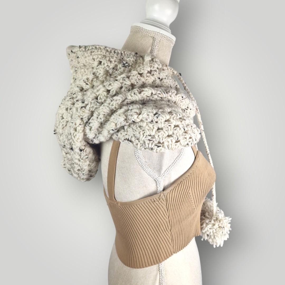 il_fullxfull.7806788579_p52t.jpg Handmade Crochet Hooded Cowl | Into The Woods Cowl | Cozy Chunky Neck Warmer | One Size - Lina And Stitches