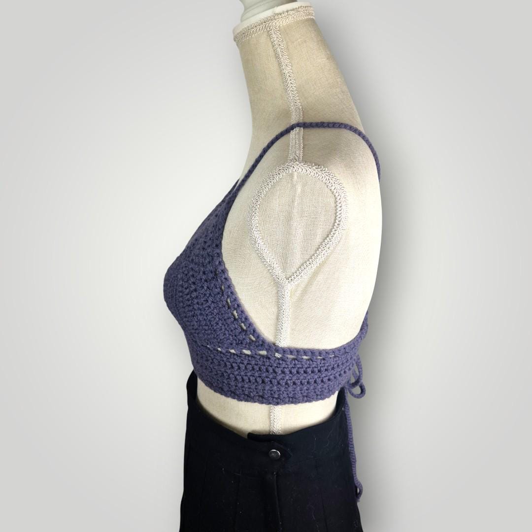 Crochet Bralette Top | Handmade “The Lilly” Top | Adjustable Lace-Up Band | Tie Strap (Neck & Back) - Lina And Stitches