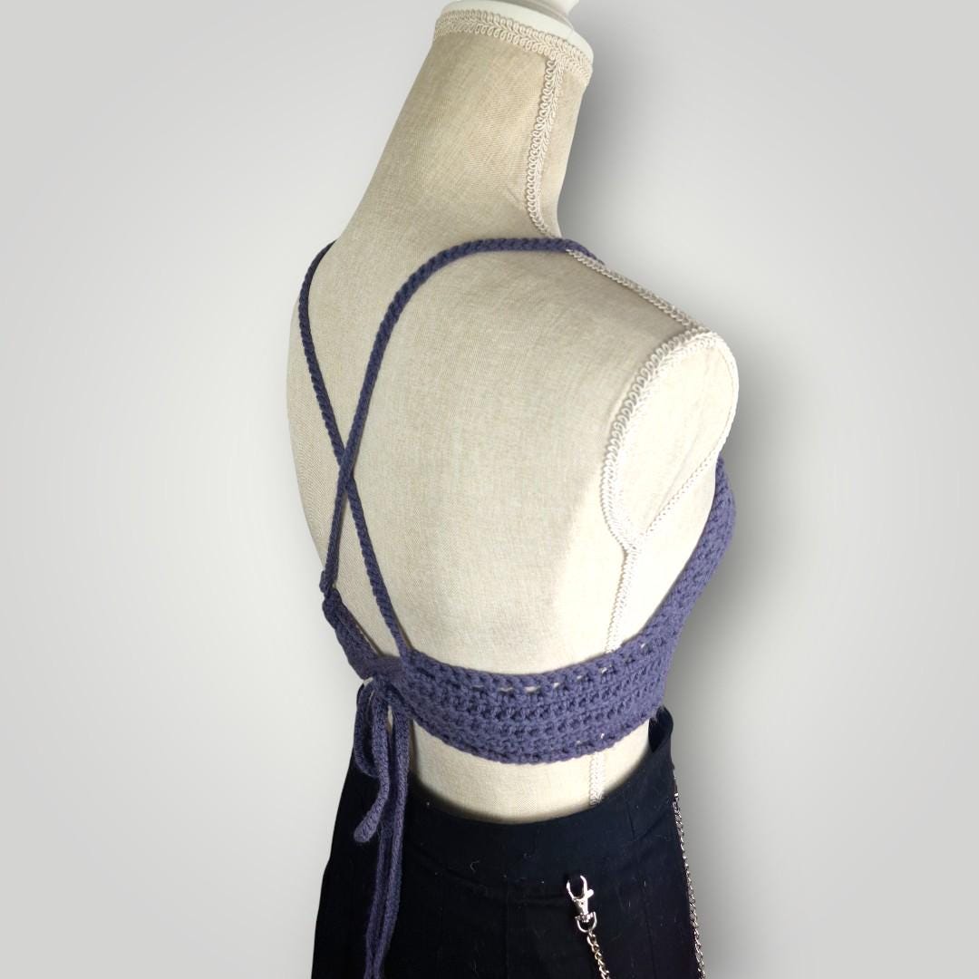 Crochet Bralette Top | Handmade “The Lilly” Top | Adjustable Lace-Up Band | Tie Strap (Neck & Back) - Lina And Stitches