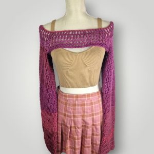 il_fullxfull.7806800129_r1ka.jpg Handmade Crochet Bolero Shrug (S-M) – Openwork Mesh, Long Sleeve Cover Up - Lina And Stitches