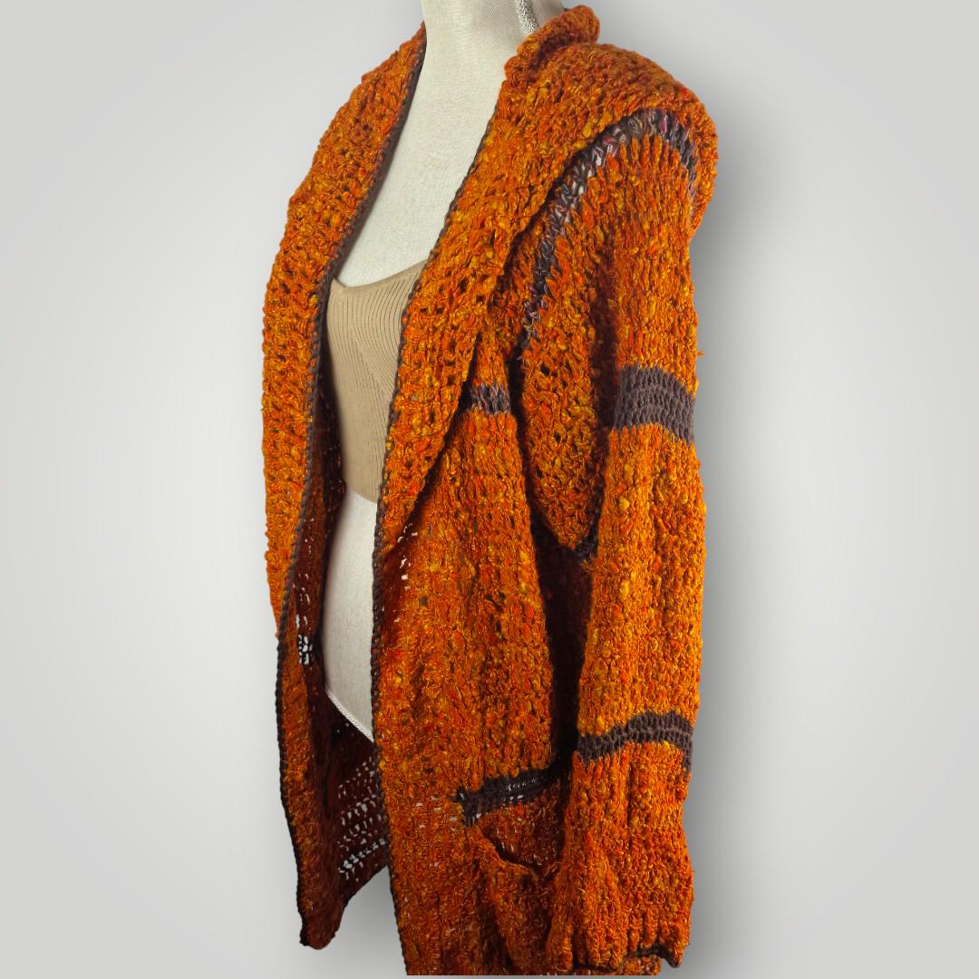 il_fullxfull.7806843421_h4hg.jpg Hooded Crochet Cardigan | Handmade Long Hooded Cardigan | Cozy Oversized Layer | Size L/XL - Lina And Stitches