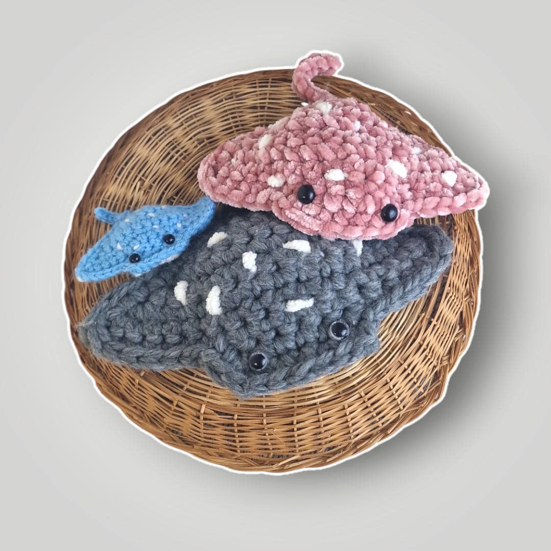 il_fullxfull.7806850965_snbs.jpg Crochet Manta Ray Family | Stingray Plush Set | Handmade Amigurumi Sea Animals - Lina And Stitches